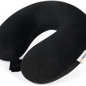 SAIREIDER Travel Pillow 100% Pure Memory Foam Travel Neck Pillow, Airplane Pillow for Traveling、Car、Home、Office，Washable Cover（Black）