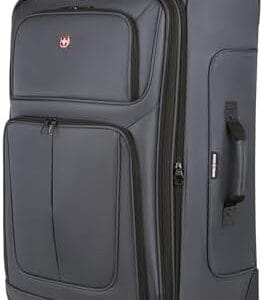 SwissGear Sion Softside Expandable Luggage, Dark Grey, Checked-Large 29-Inch