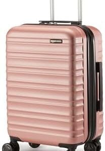 Amazon Basics 21-Inch Hardside Carry-On Luggage, Hardshell Suitcase With Wheels, Expandable For Up to 25% More Space, With Scratch-Resistant Surface, Four Multi-directional Wheels, Rose Gold
