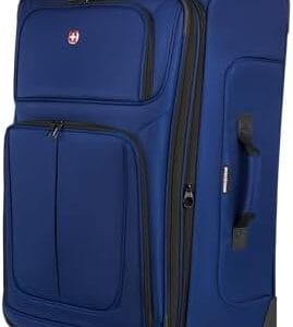 SwissGear Sion Softside Expandable Luggage, Blue, Checked-Large 29-Inch