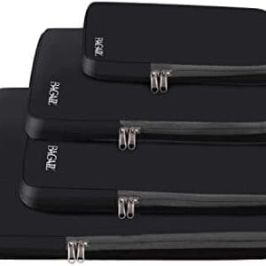 BAGAIL 4 Set/6 Set/8 Set Compression Packing Cubes Travel Accessories Expandable Packing Organizers(Black ClothPattern 4 Set)