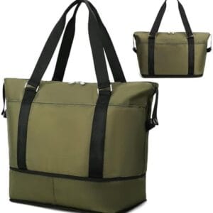 Travel Duffle Bag, Waterproof Weekender Bag Carry On Tote Bags for Women, Travel Essentials Sport Gym Bag for Men(Dark Green)