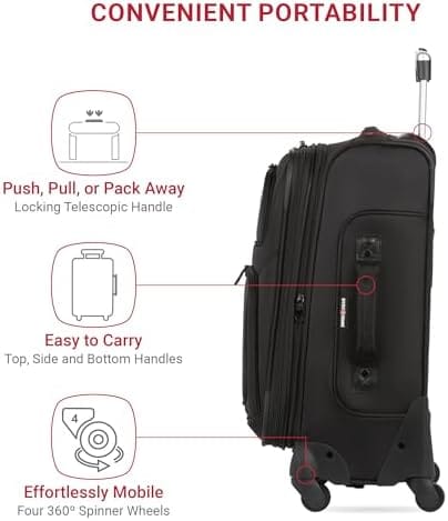 SwissGear Sion Softside Expandable Luggage, Black, Carry-On 21-Inch - Image 2