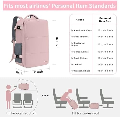 Taygeer Travel Backpack for Women, Carry On Backpack with USB Charging Port & Shoe Pouch, TSA 15.6inch Laptop Mochila Flight Approved, Nurse Bag Casual Daypack for Weekender Business Hiking, Pink - Image 3