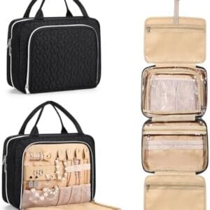 Toiletry Bag Travel Bag with Hanging Hook,Water-resistant Travel Makeup Organizer with TSA Approved Travel Organizer for Accessories, Shampoo, Full-size Container