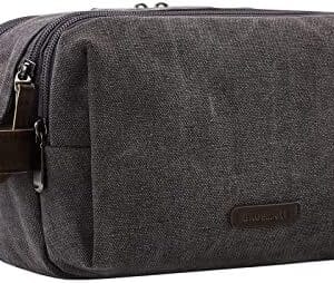 BAGSMART Toiletry Bag for Men, Canvas Travel Toiletry Organizer Dopp Kit Water-resistant Shaving Bag for Toiletries Accessories,Grey-Medium