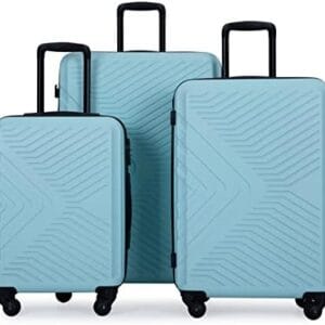 Travelhouse Luggage Set 3 Piece ABS Lightweight Suitcase with Spinner Wheels Hardside Carry on Suitcase,TSA Lock for Travel, Business (Green)