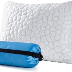 QUTOOL Small Travel Pillows for Sleeping, Cooling Memory Foam Camping Pillow, Backpacking Pillow for Hiking Gear, Portable Pillow with Travel Storage Bag, Camping Essentials for Adults Kids