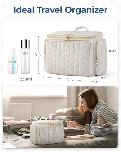 BAGSMART Travel Toiletry Bag, Large Wide-open Travel Bag for Toiletries, Makeup Cosmetic Travel Bag with Handle-Black - Image 5