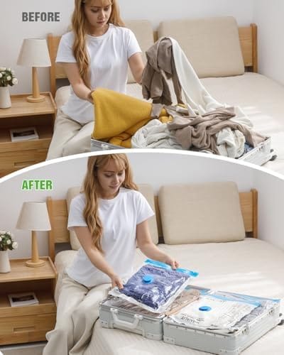 Vacuum Storage Bags for Travel, 16 Pack (4L+4M+4S+4XS) Vacuum Seal Bags with Wireless Rechargeable Electric Pump, Travel Essentials Space Saving Bags for Clothes, Luggage, Carry-on Suitcase, Backpack - Image 8