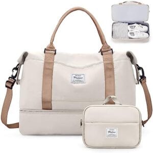 Weekender Bags for Women,Personal Item Travel Bag with Shoes Compartment,Overnight Travel Duffel Bag with Toiletry Bag