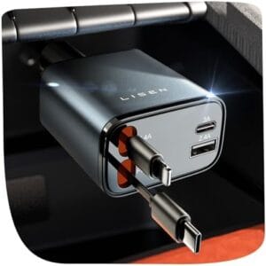 LISEN Retractable Car Charger [69W USB C Car Adapter] for iPhone 16 Car Charger Fast Charging, Valentines Day Gifts for him her Women Men, Car Accessories USBC Car Charger for iPhone 16 15 14 13, Gray