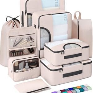 Veken 8 Set Packing Cubes for Travel, Gifts for Women Mom, Suitcase Organizer Bags for Luggage with Hanging Toiletry Bag and Shoe Bag, Vacation Essentials Travel Accessories for Cruise Ship