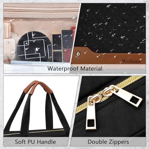 Wedama Toiletry Bag for Women, Hanging Travel Toiletry Bag with Jewelry Organizer Compartment Large Makeup Bag, PVC Waterproof Cosmetic Travel Bag for Travel Business Trips Camping Bathroom, Black - Image 6