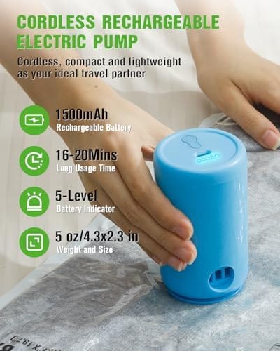 Vacuum Storage Bags for Travel, 16 Pack (4L+4M+4S+4XS) Vacuum Seal Bags with Wireless Rechargeable Electric Pump, Travel Essentials Space Saving Bags for Clothes, Luggage, Carry-on Suitcase, Backpack - Image 3