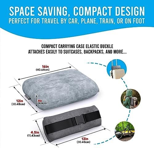 Cooling Memory Foam Travel Pillow for Outdoors, Road Trips & Flights - Velvet Plush Compact Travel Pillow Memory Foam & Case - Camping Pillows for Sleeping - Lightweight Backpacking Pillow - Image 4